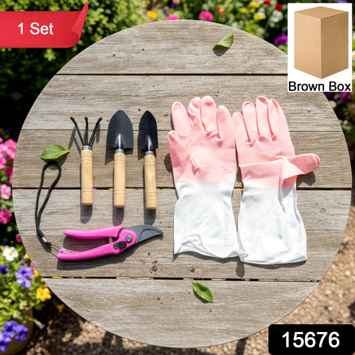Multi-tool home gardening kit with gloves for plant care
