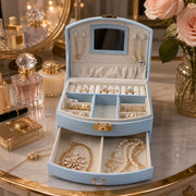 Top view of elegant jewelry storage box with compartments in India