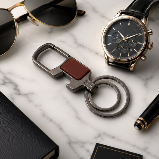 Premium metal key holder with carabiner clip and sturdy keyring