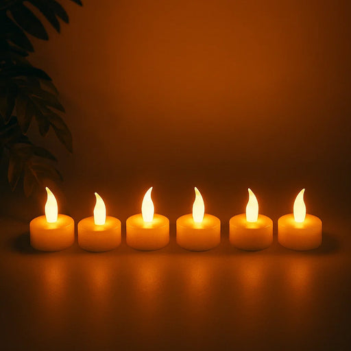 Six piece LED flameless candle set with remote control for warm flickering light