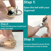 Foldable travel nail cutter mechanism, showing safe storage.