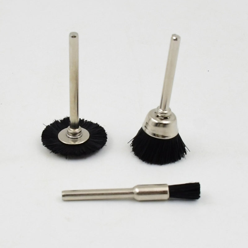 Close-up of the durable, high-quality brass bristles on a wire wheel for cleaning.