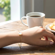 Minimalist adjustable chain bracelet design with square stone charm