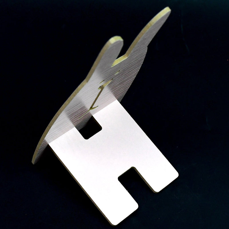 Close-up of the wooden rabbit mobile stand's detail and craftsmanship.