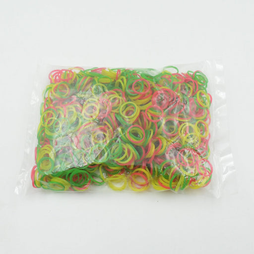 Assorted flexible elastic bands in a pile, perfect for stationery and school use.