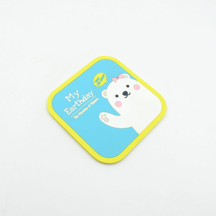 Non Slip Square Cartoon Design Shape Silicon Coasters For Tea Coffee Cups Mugs Beer Cans Bar Glass Bar Non-Slip Coasters (1 Pc)