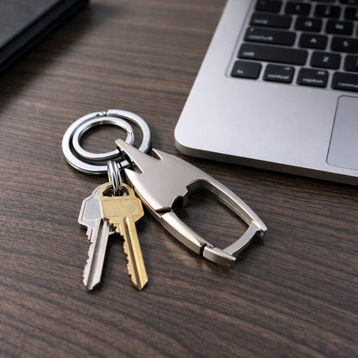 Durable metal keychain with dual rings for secure key organization