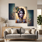 Spiritual Krishna flute wall decor for meditation space.