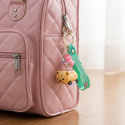 Kids cartoon bag accessory keychain with durable metal ring