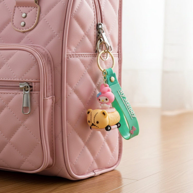 Kids cartoon bag accessory keychain with durable metal ring