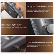 Ergonomic ring-shaped handle of the massage gun, designed for anti-slip grip.