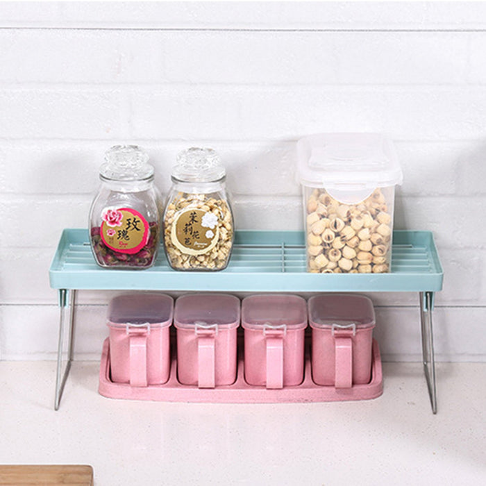 1 Tier Folding Storage Organizer Stack Shelf Rack / Kitchen Bathroom Tall Cabinet, Portable Folding Shelf with PP Metal Construction for Home and Dorm Storage