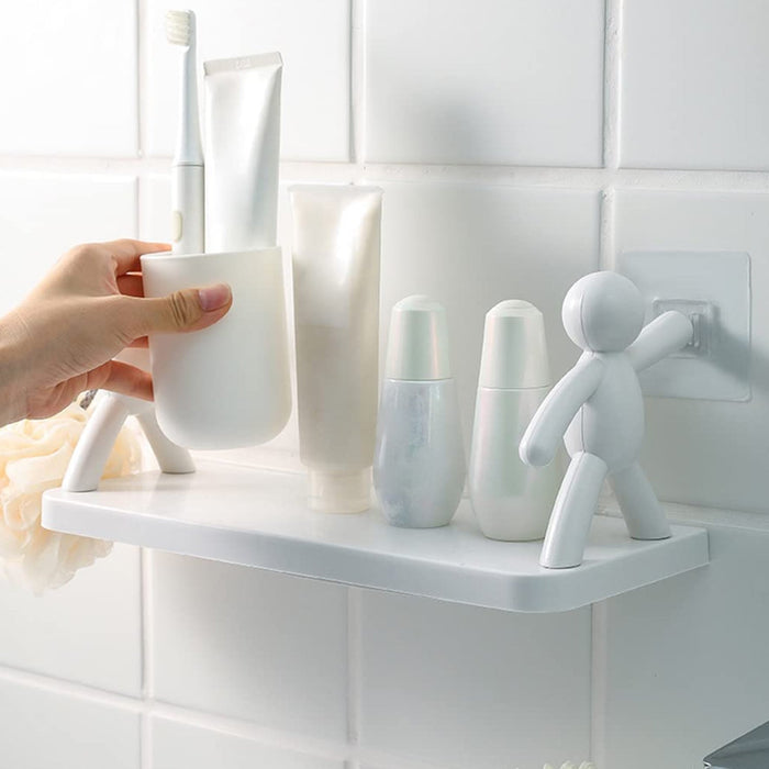 9271B Self Adhesive cute Floating Shelves Wall Shelf | Wall Mounted Organizer - Human Figurine | Brown Box 