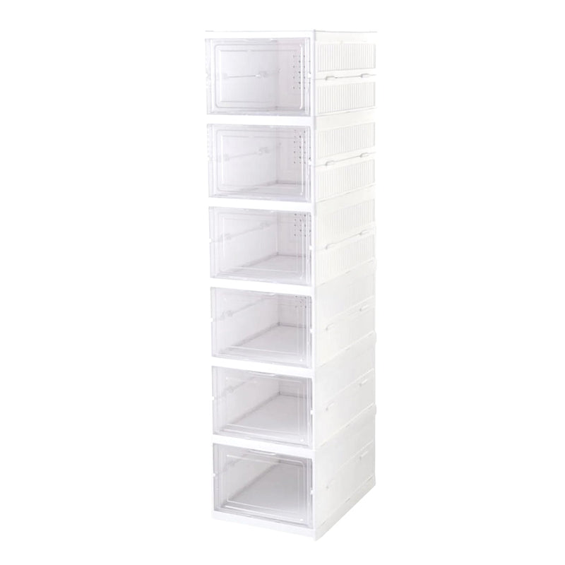 Space-saving storage solution with a 6-layer foldable organizer in a home setting.