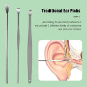Organized stainless steel ear cleaning tool set stored neatly