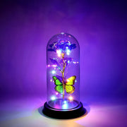 Detailed view of the golden artificial rose in gift set