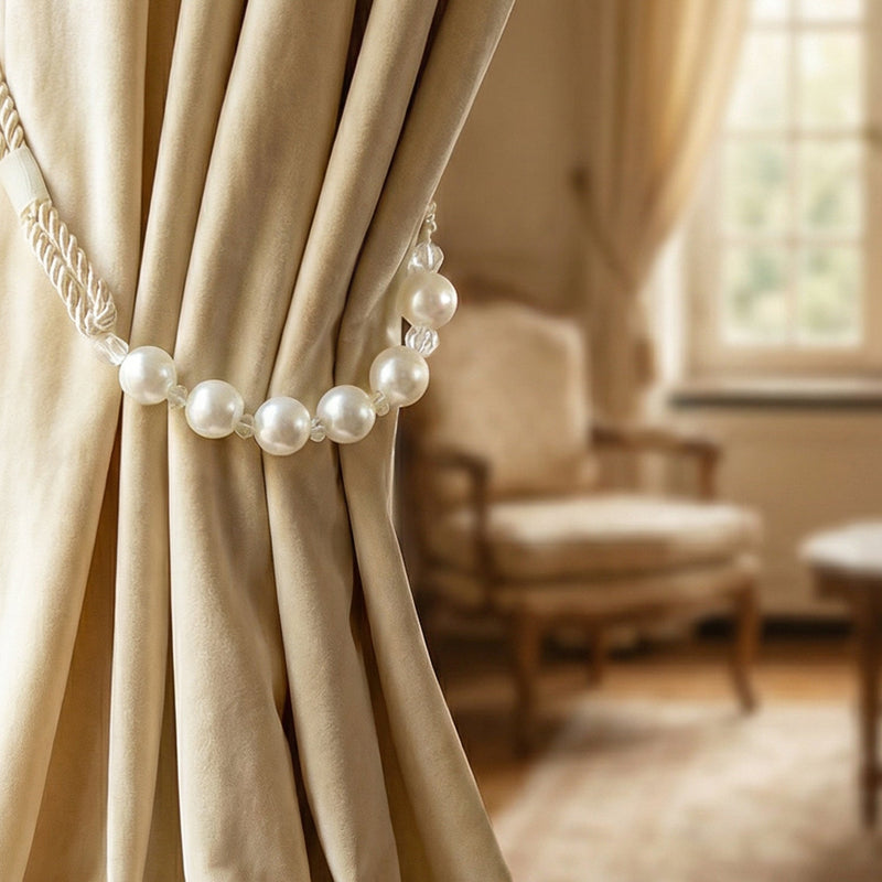 Premium pearl curtain accessory with crystal accent beads