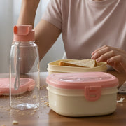 Top view showing compartments inside plastic lunch box set