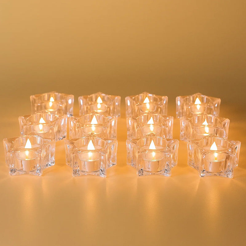Set of 12 decorative LED flameless candles with realistic flickering light