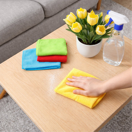 4-pack set of microfiber cleaning cloths suitable for multipurpose use