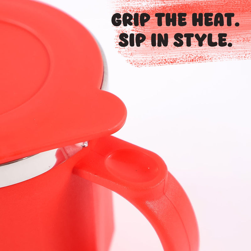 Matte finish of the insulated travel mug, offering a non-slip grip.