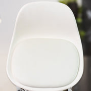 Detailed view of the heavy-duty steel base and durable construction of the rolling stool.