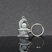 Elegant Shivling keychain with snake design in silver metal