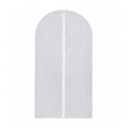 Front view of the suit cover on white background, demonstrating space-saving design.
