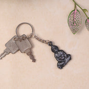 Hanuman Ji metal keychain displayed on white background