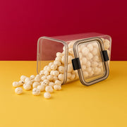 Side view of transparent 1700 ML airtight plastic food storage container
