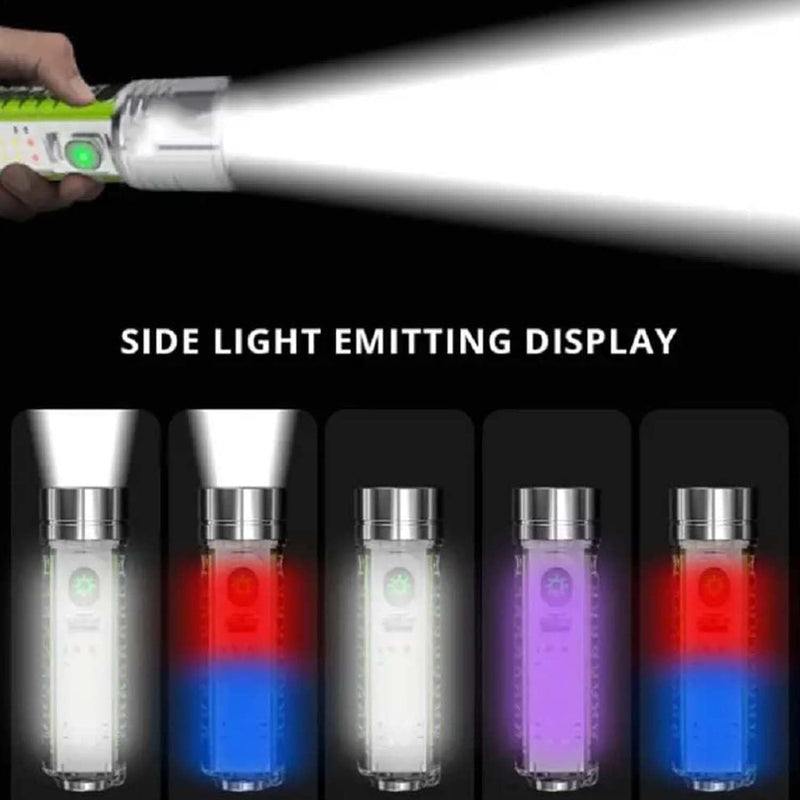 Side view of the mini USB rechargeable flashlight.