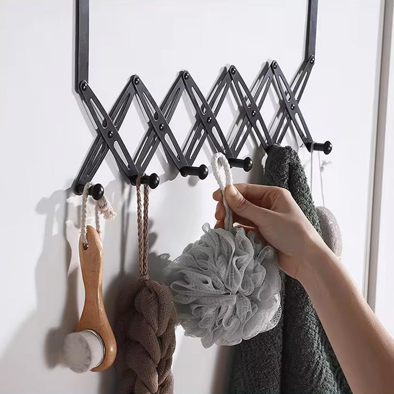 Durable steel 6-hook door hanger, ready for easy, no-drill installation.