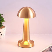 Modern LED table lamp with touch control and portable metal cone design
