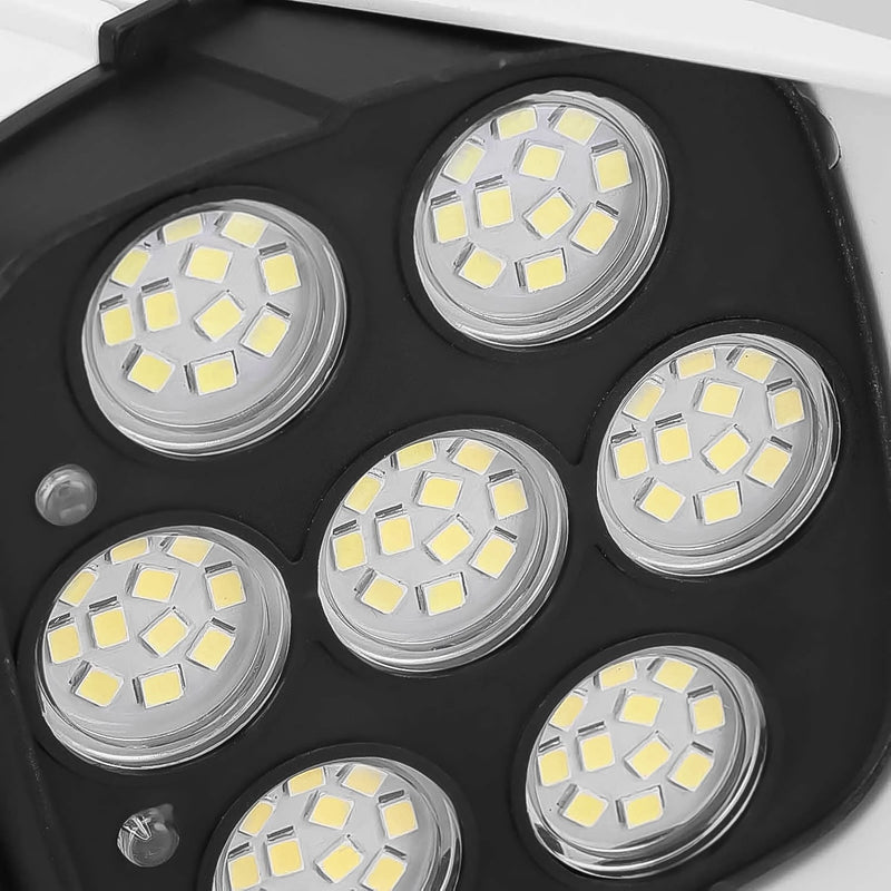 The solar-powered dummy security camera light from a different perspective.