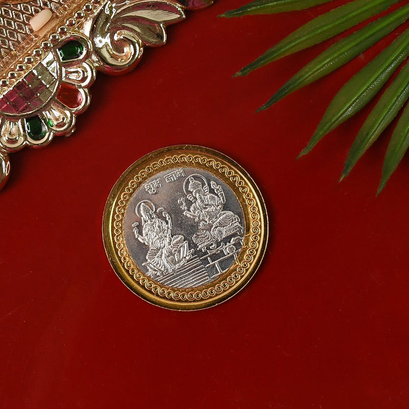 Premium dual finish Lakshmi Ganesh coin ideal for pooja and gifting