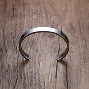 Designer silver-tone stainless steel open cuff bracelet