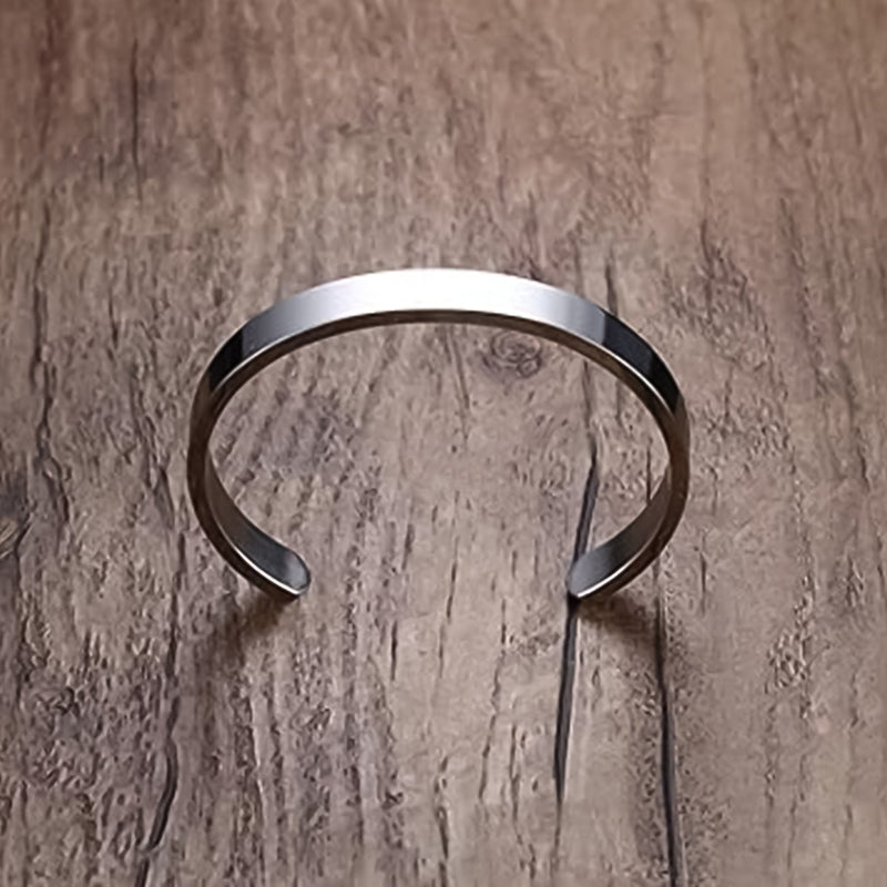 Designer silver-tone stainless steel open cuff bracelet