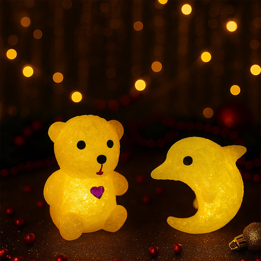 A beautifully lit multi-shape LED Crystal Night Light casting intricate patterns.