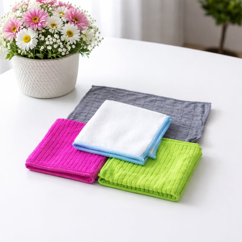 Detailed view of microfiber cleaning cloth edges showing quality