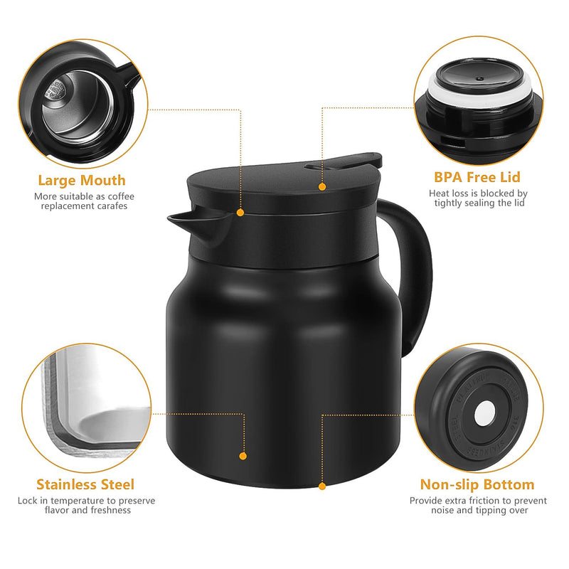 Own Hydrate Thermal Coffee Carafe and matching bottle filled with hot beverage.