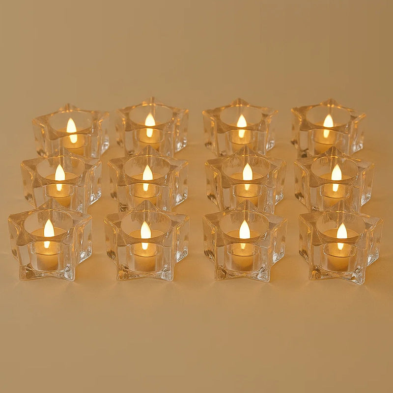 Crystal-effect flameless LED candles perfect for weddings and parties