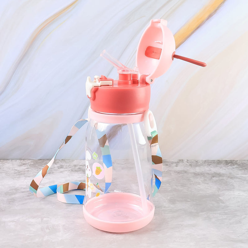 Leakproof kids water bottle with cartoon print and flip-top lid