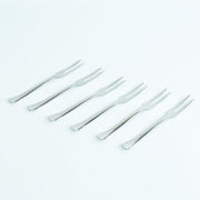 Apex stainless steel fruit fork set showcased for parties and gifting