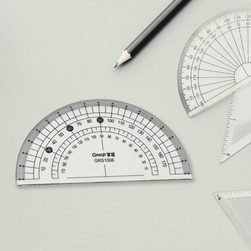 Geometry tools set with transparent rulers for math and drafting tasks