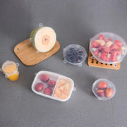Stretchable silicone lids tightly sealing food bowls