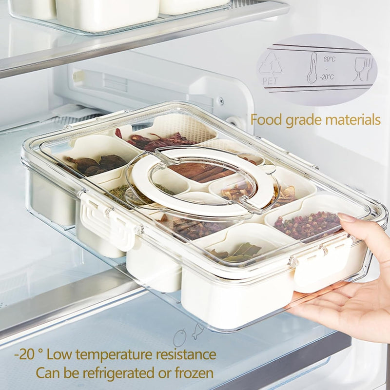 Transparent 6-compartment fridge organizer for food