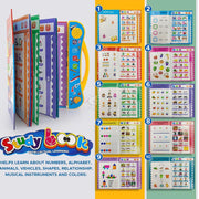 Bright, interactive buttons on the Kids Learning Book, designed for easy use by toddlers.