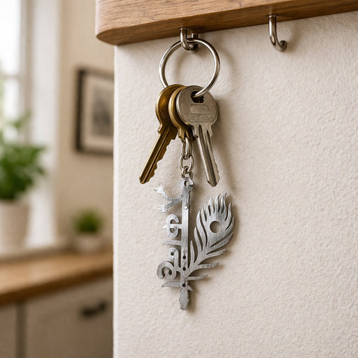 Hindu god Krishna keychain with intricate detailing