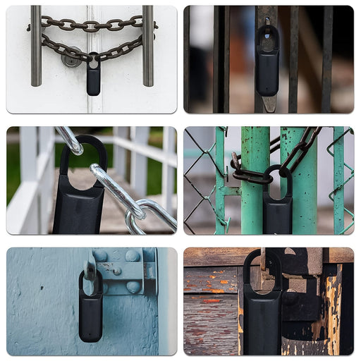 Portable fingerprint padlock with a clear view of the sensor.