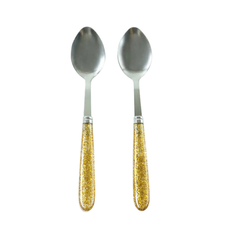 Kitchen spoon set of 2 with glitter handle design for daily dining and parties
